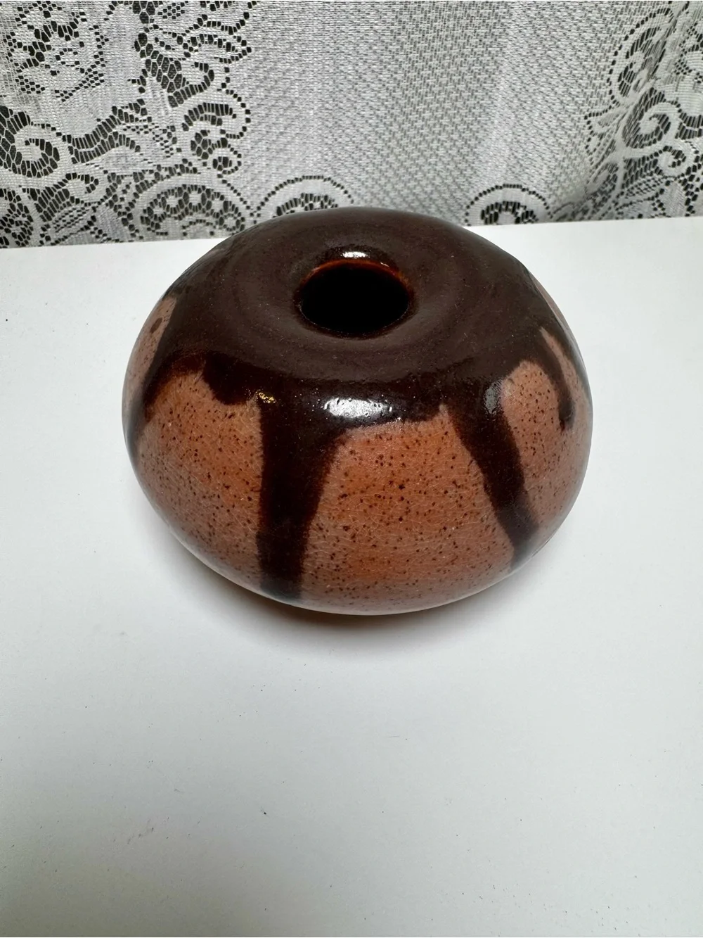 Handcrafted Brown Ceramic Weed Pot Drip-Glaze Vase - Minimal Home Accents